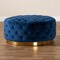 Baxton Studio Sasha Blue Velvet Upholstered Gold Finished Round Cocktail Ottoman 163-10568 - alternate 3